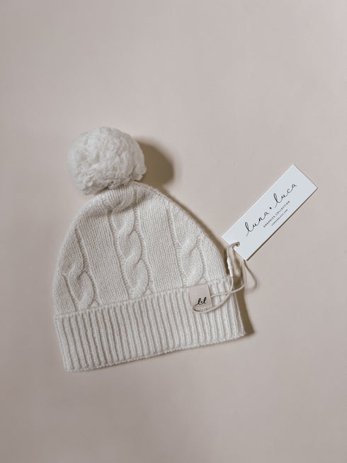 luna-luca-cable-knit-pom-beanie-off-white Luna and Luca Newborn Baby Clothes
